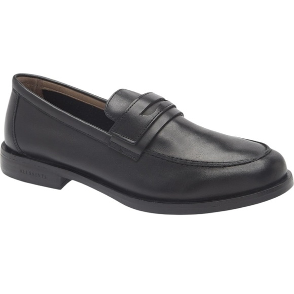 NWOT All Saints Sam Black Leather Loafers Men’s size 13 - Picture 1 of 6